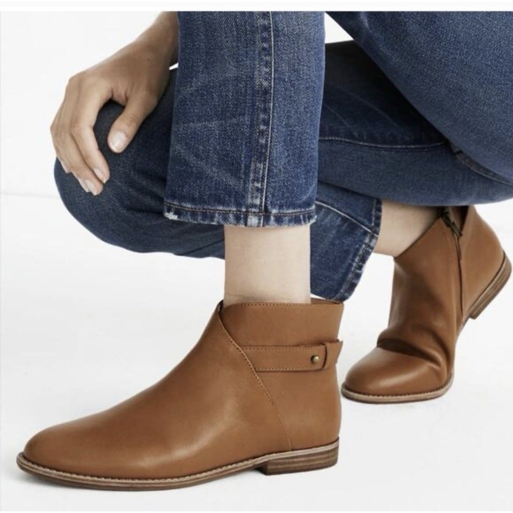 Madewell The Kelci Flat Ankle Boots‎ English Saddle Brown AA191 Women's Size 7.5